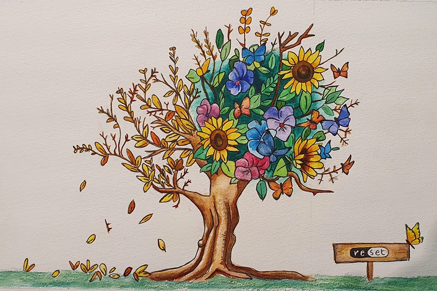 muurschildering wachtzaal neuro-kiné praktijk