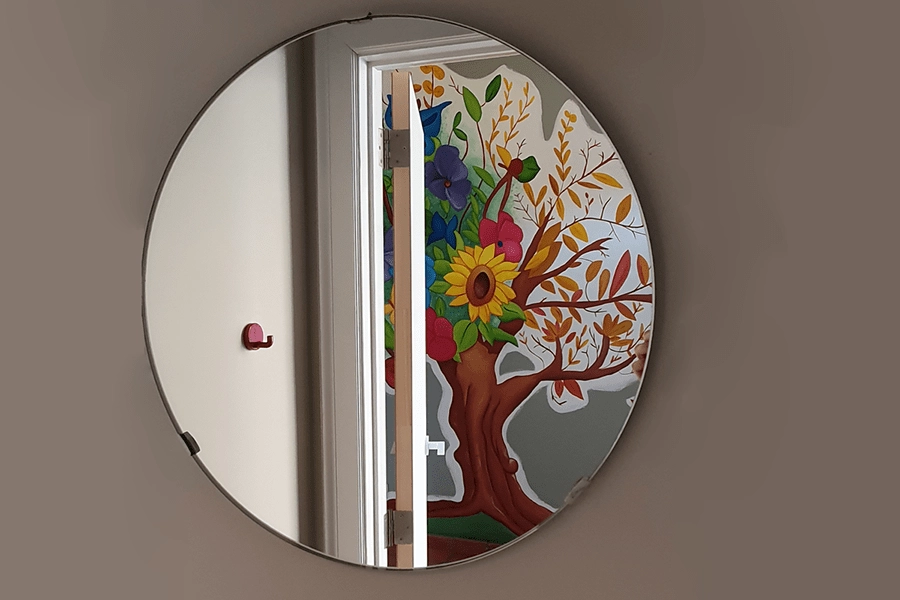 muurschildering wachtzaal neuro-kiné praktijk