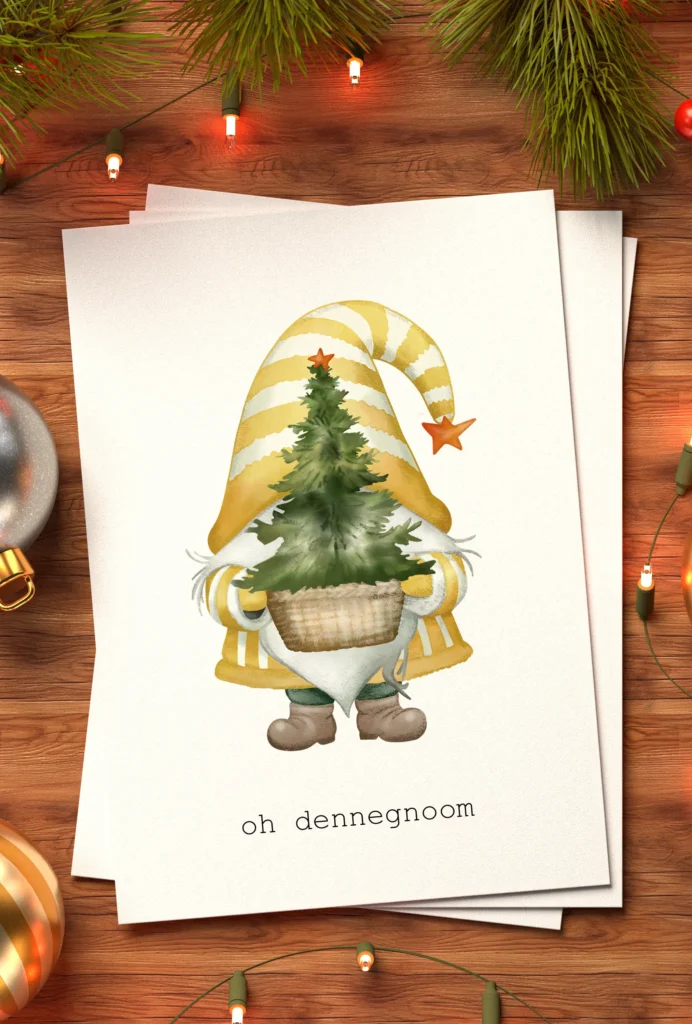 voordeelpakket 3+1 kerstkaartjes oh dennegnoom